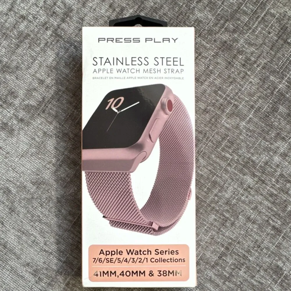 Press Play Stainless Steel Rose Gold Strap for Apple Watch Series 7/6/SE/5/4